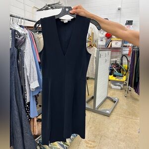 Stella McCartney v-neck navy asymmetrical short dress with a pleat